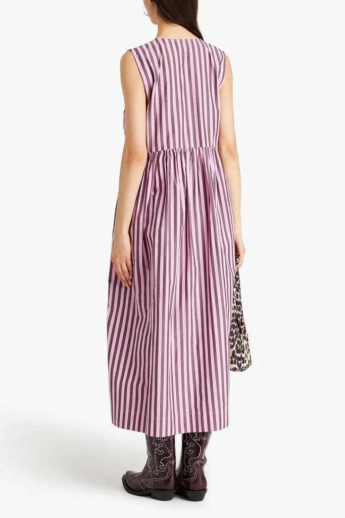 Ganni Striped cotton-poplin midi dress 3