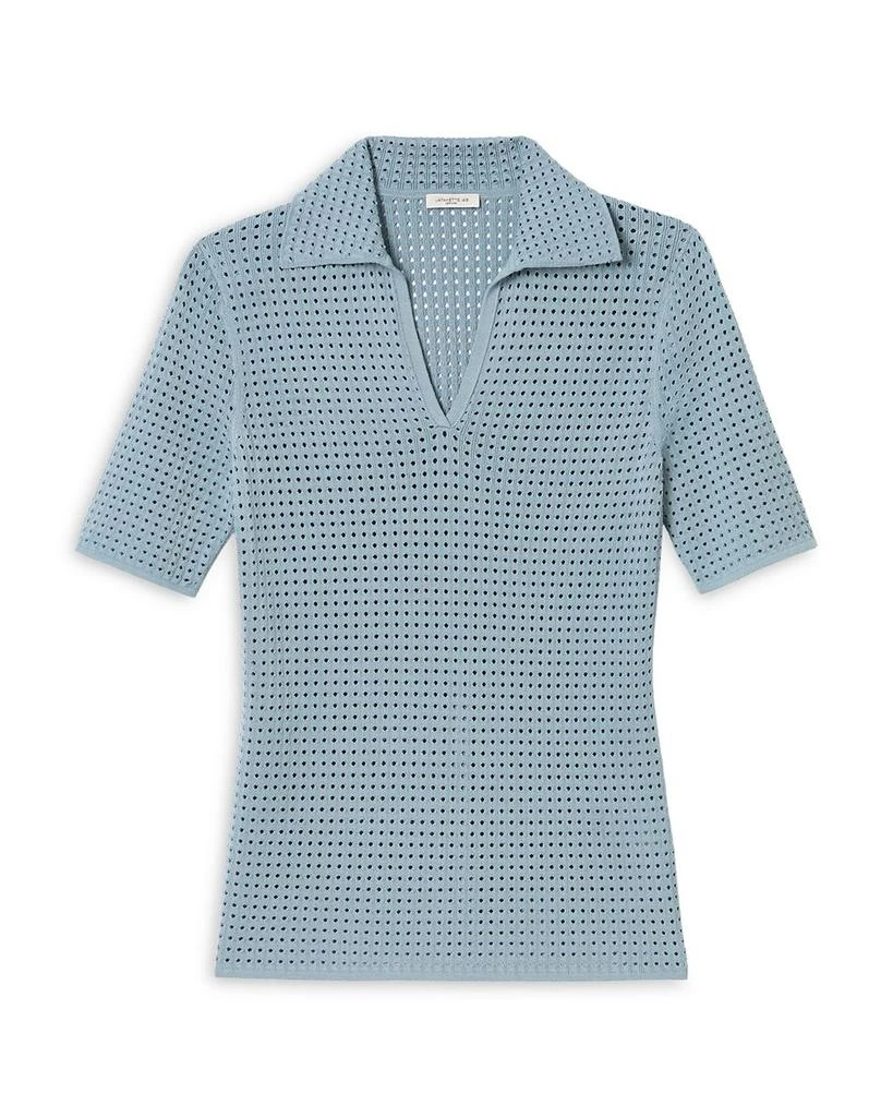Lafayette 148 New York Pointelle Stitch Polo Shirt 4