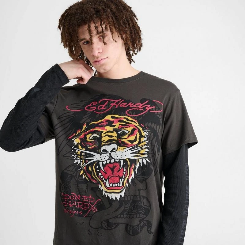 Men's Ed Hardy Tiger Head Hang Down Long-Sleeve T-Shirt – On Sale