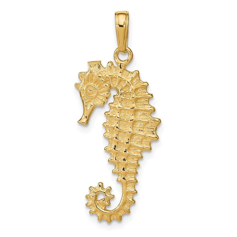 Diamond2Deal 14k Yellow Gold 3-D Seahorse Pendant 1