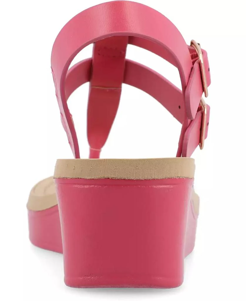 Journee Collection Women's Bianca Double Buckle Platform Wedge Sandals 3