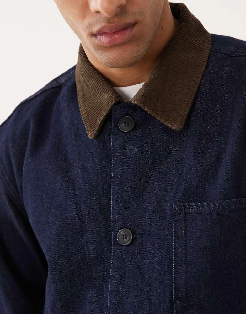 Selected Selected contrast collar denim jacket in raw rinse 5