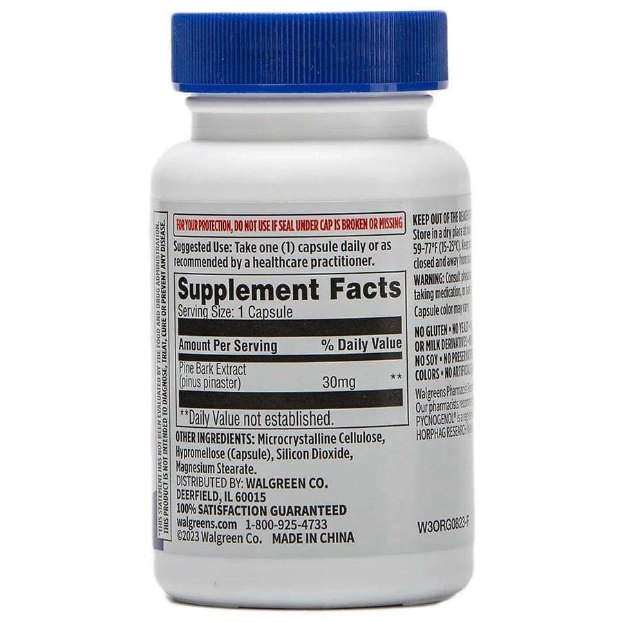 Walgreens Free & Pure Pine Bark Extract Supplement 30mg Capsules for Skin Health (30 days) 4