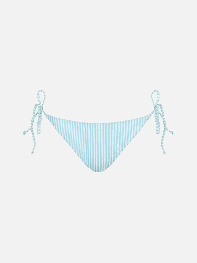 Mc2 Saint Barth Woman Seersucker Striped Classic Swim Briefs Virgo 1