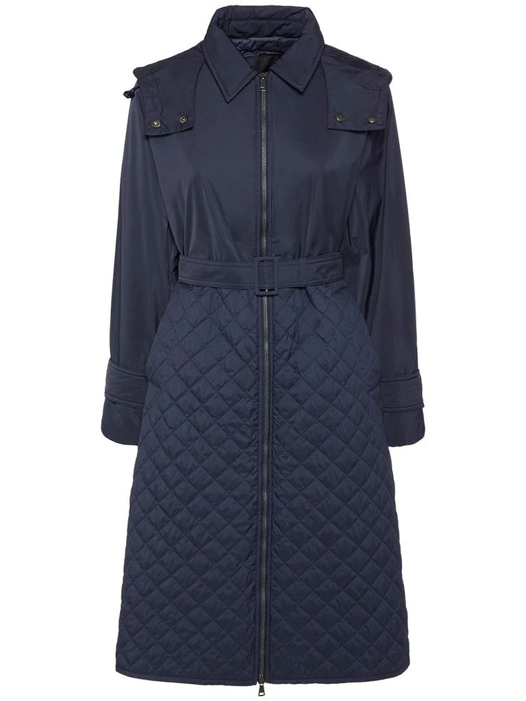 WEEKEND MAX MARA Olga Quilted Belted Long Coat W/hood 1