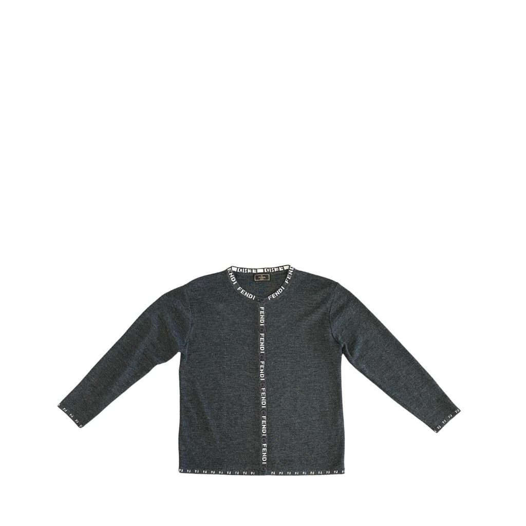 Fendi Logo Cardigan In Grey 1