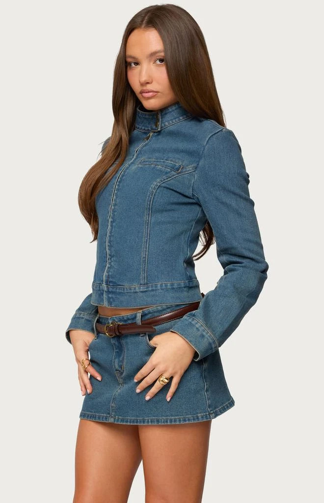 Edikted Josiee Stretchy Denim Moto Jacket 2