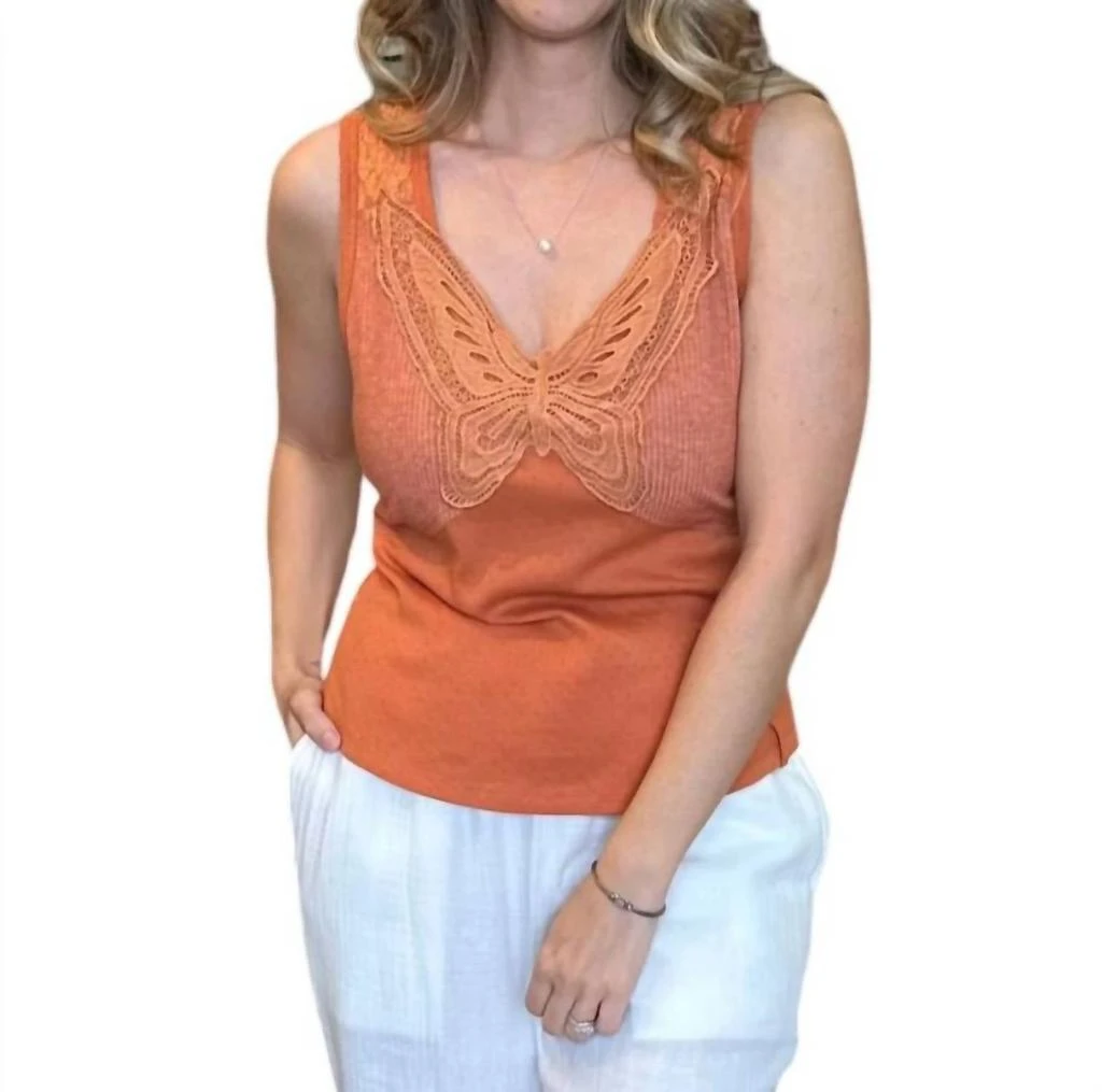 Miss Me Miss Me - Butterfly Ribbed Tank 1