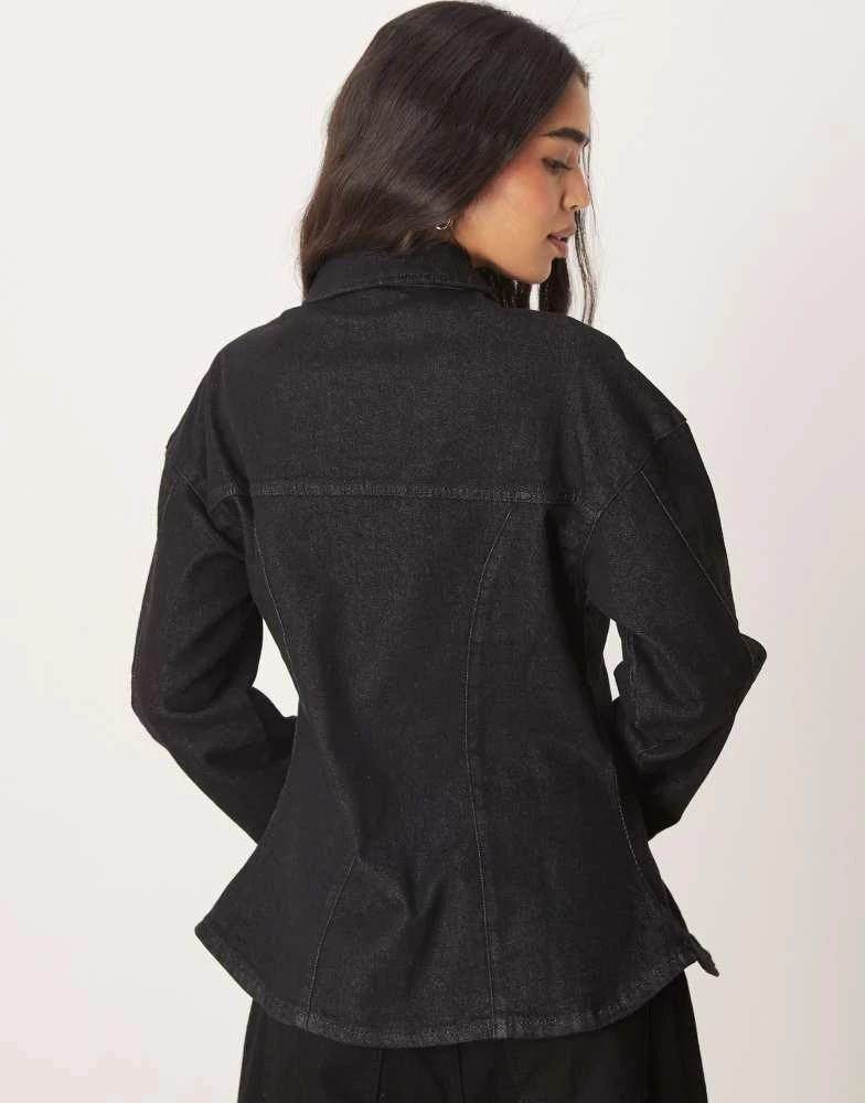 ASOS ASOS DESIGN cinch waist denim shirt in black 4