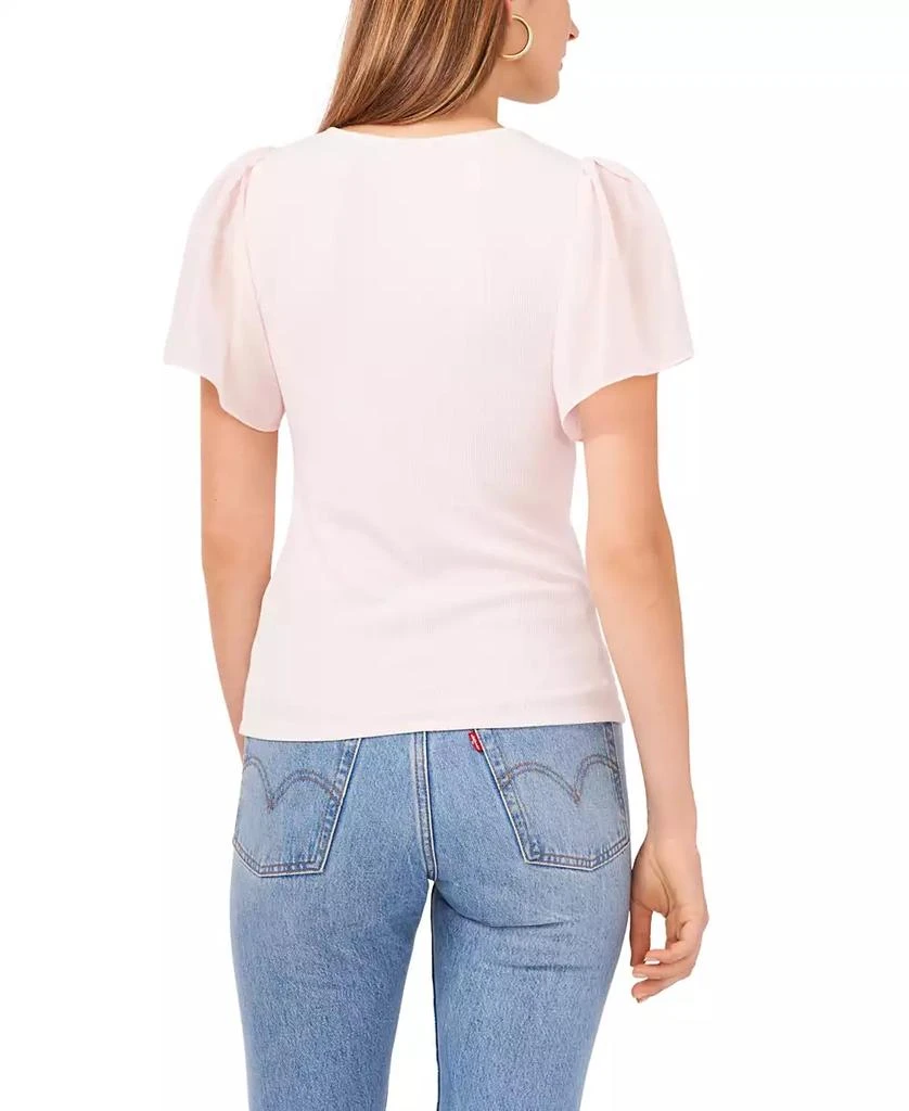 1. State Women's Flutter Short Sleeve V-Neck Knit Top 2