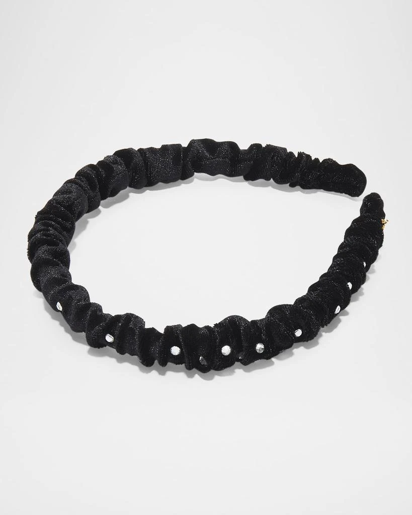 Lele Sadoughi Jessie Crystal Velvet Skinny Headband 1