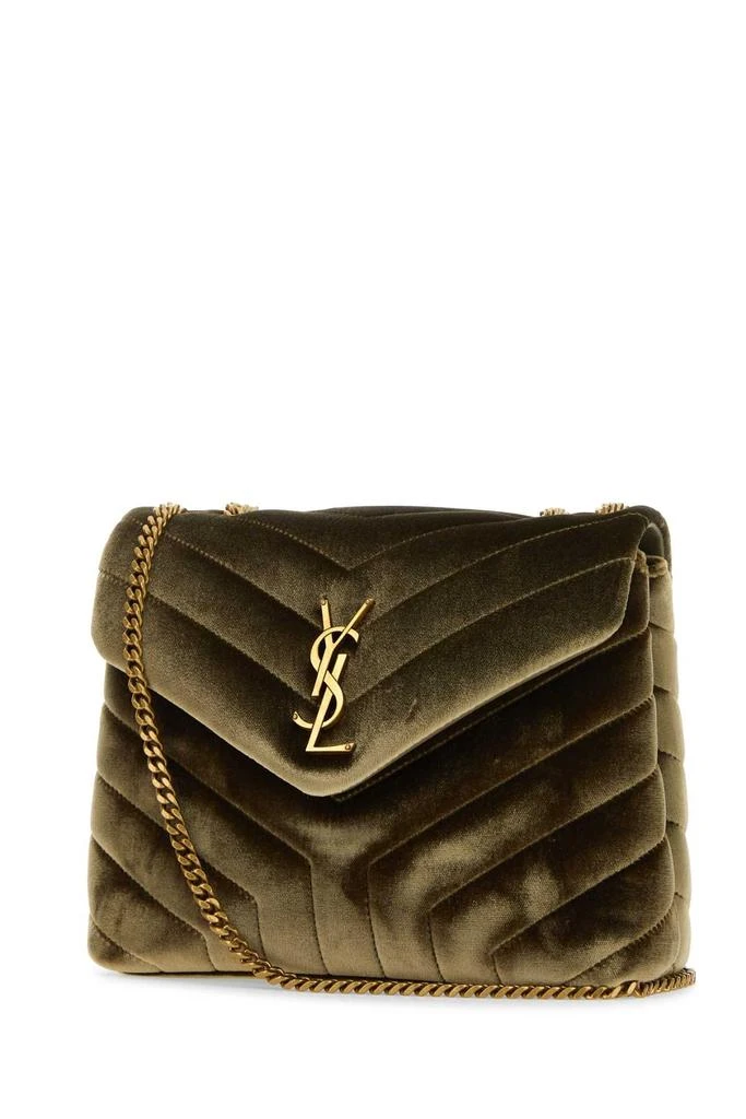 Yves Saint Laurent OLIVE GREEN VELVET SMALL LOULOU SHOULDER BAG 2