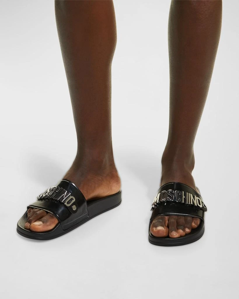 Men's Rubber Pool Slide Sandals w/ Metal Logo – On Sale Now with