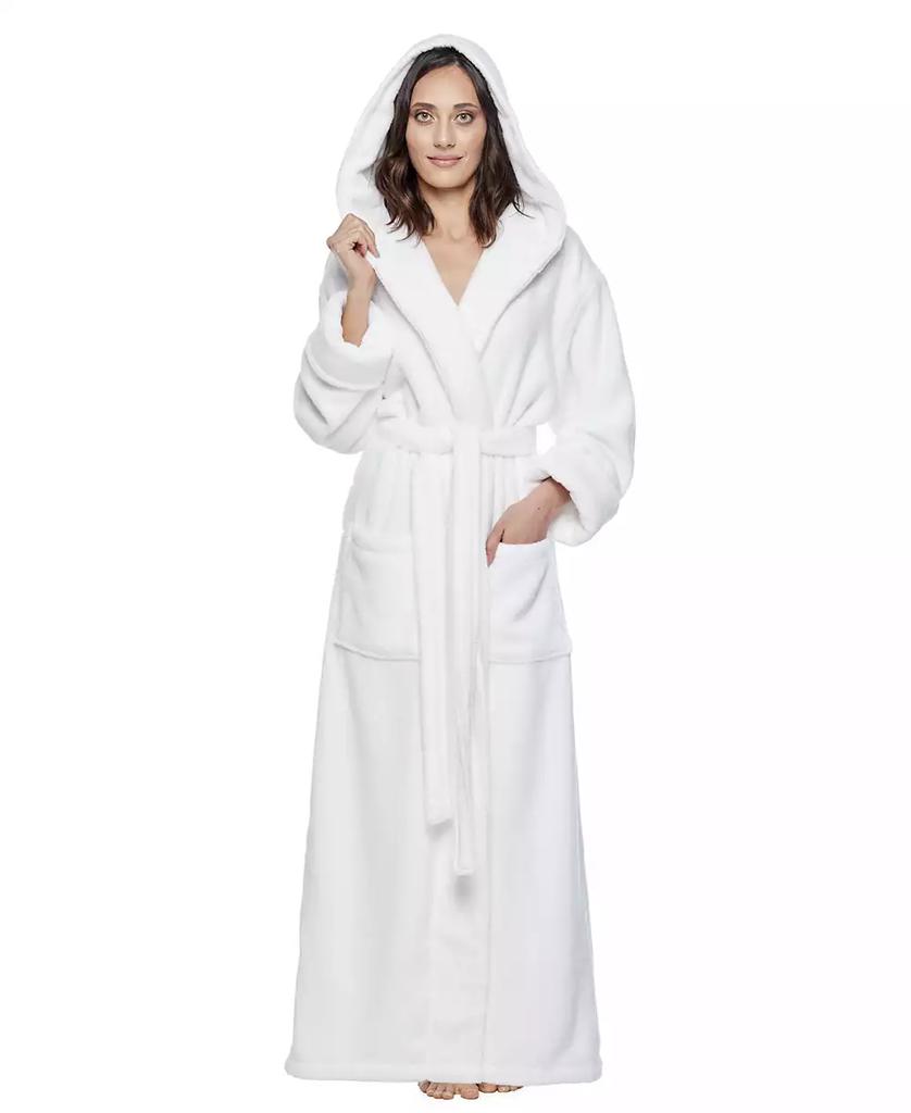 ARUS Women's Ankle Length Hooded Low Twist Soft Turkish Cotton Bathrobe