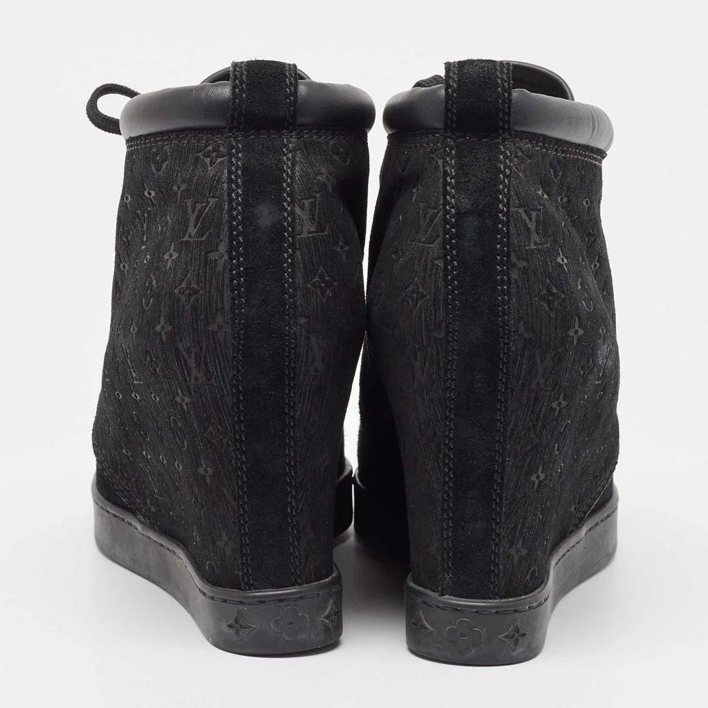 Louis Vuitton Louis Vuitton Black Monogram Suede and Leather Wedge Sneakers Size 39.5 5