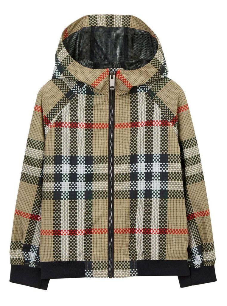 Burberry Kids Burberry Baby Boys 'Troy' Hooded Jacket With Vintage Check Print