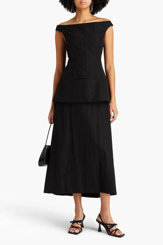 Tibi Off-the-shoulder crepe peplum top 2