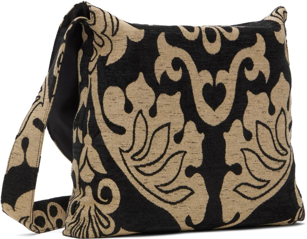 Anna Sui Black & Beige Beardsley Tapestry Bag 3