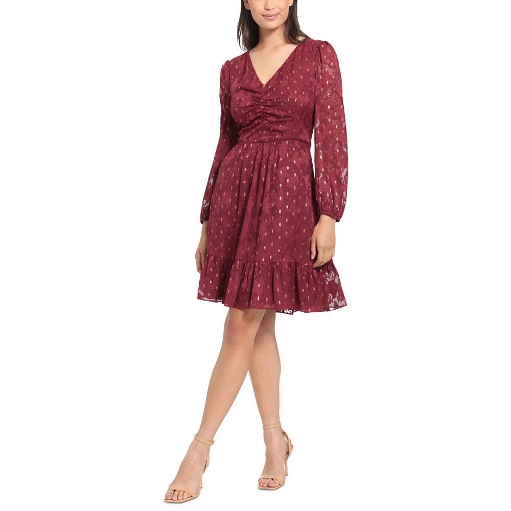 London Times Petite Clip-Dot Chiffon Fit & Flare Dress 5