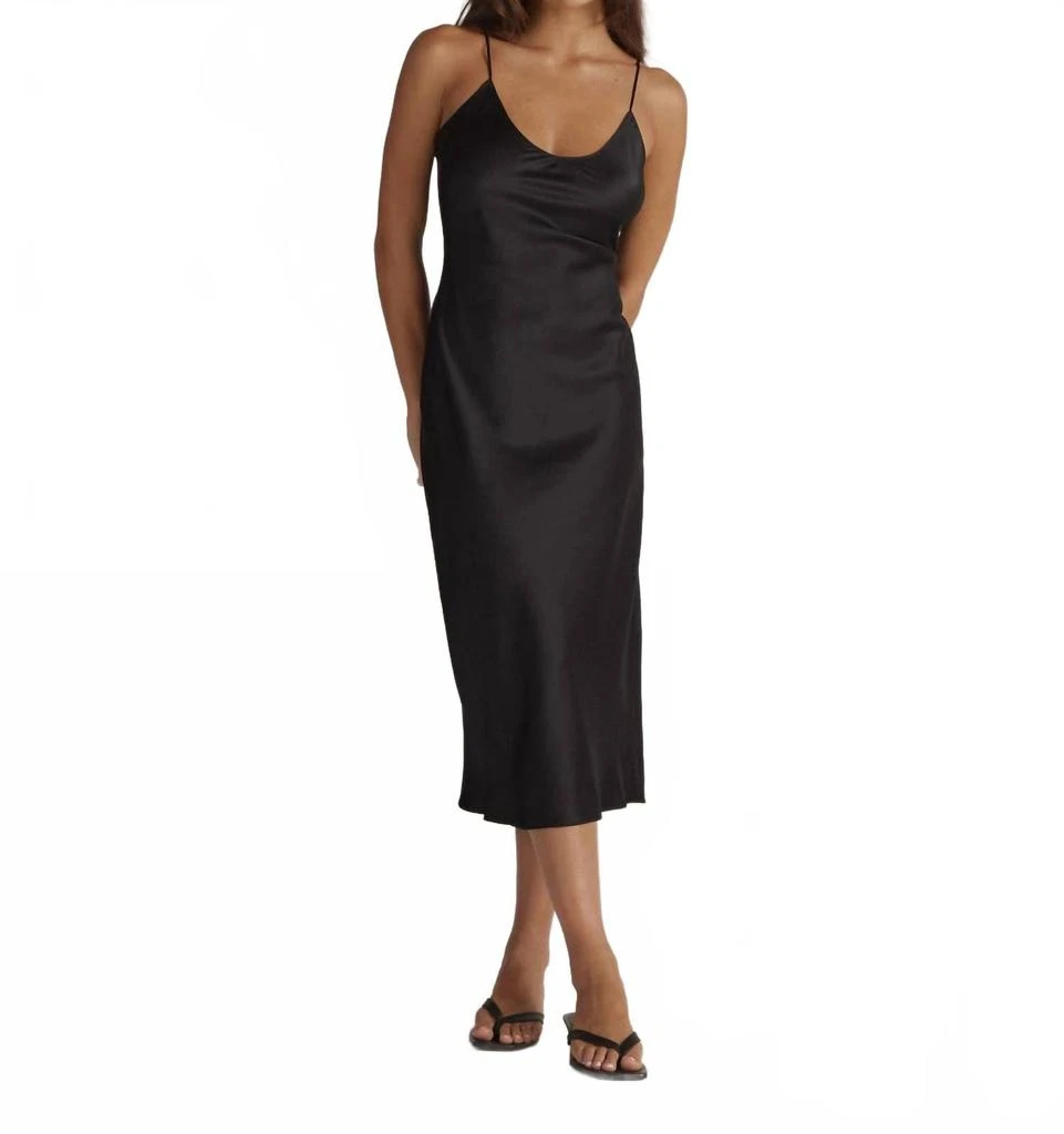 current air The Selene Silk Slip Dress In Black