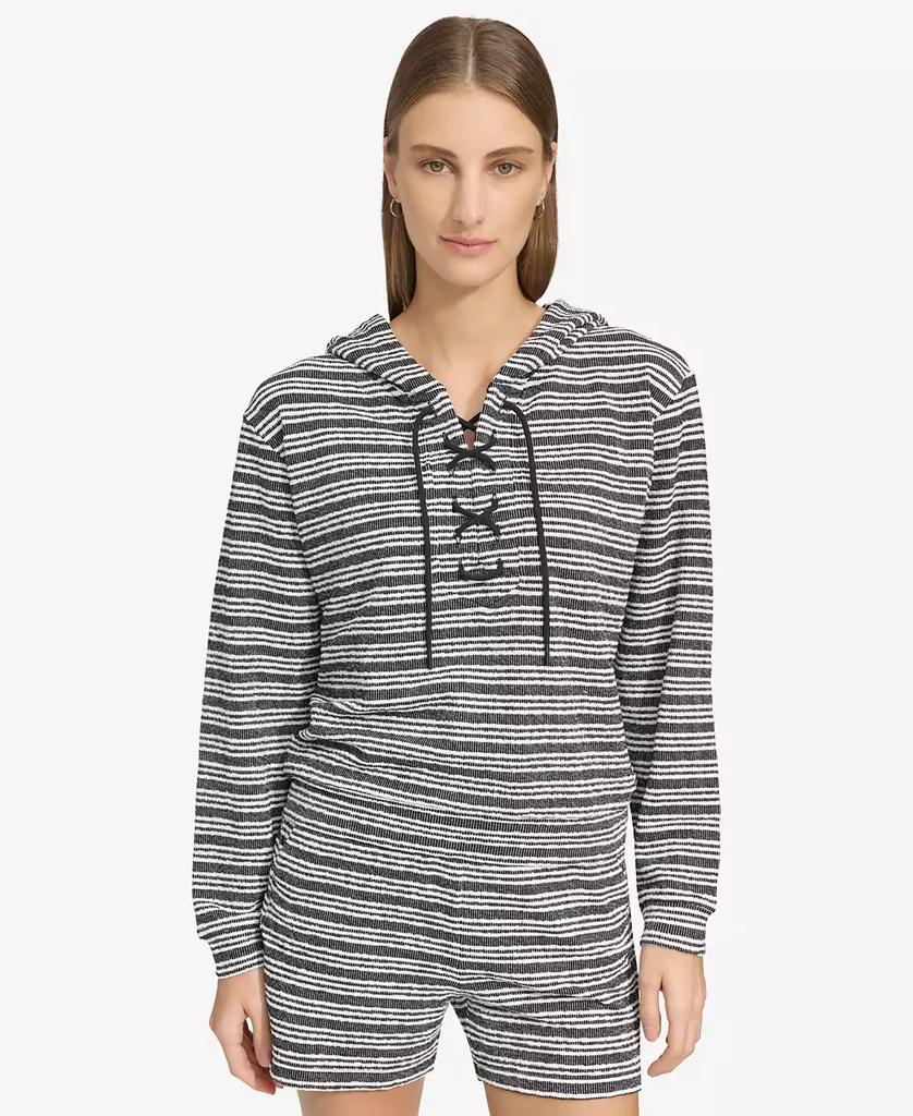 Marc New York by Andrew Marc Women's Heritage Striped Lace-Up Hoodie