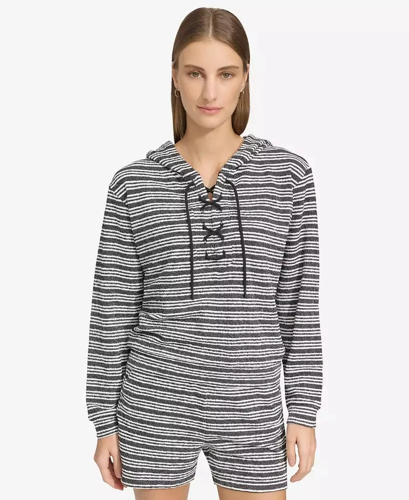 Marc New York by Andrew Marc Women's Heritage Striped Lace-Up Hoodie 1