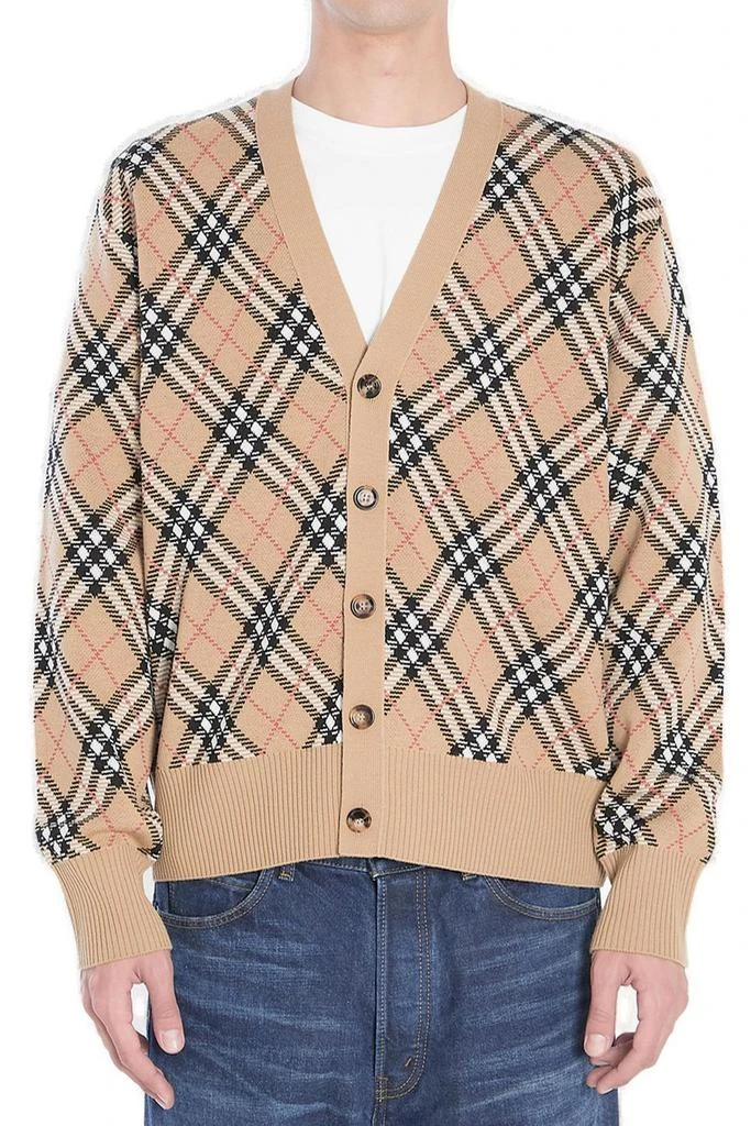 Burberry Burberry Checked V-Neck Buttoned Cardigan from Cettire