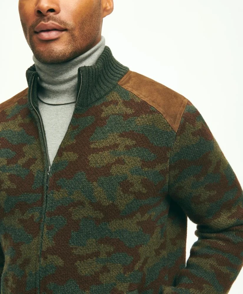 Brooks Brothers Merino Wool Stand Collar Camouflage Zip Cardigan 3