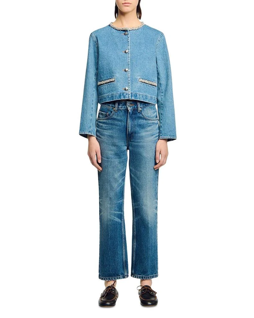 Sandro Rhinestone Denim Jacket 5