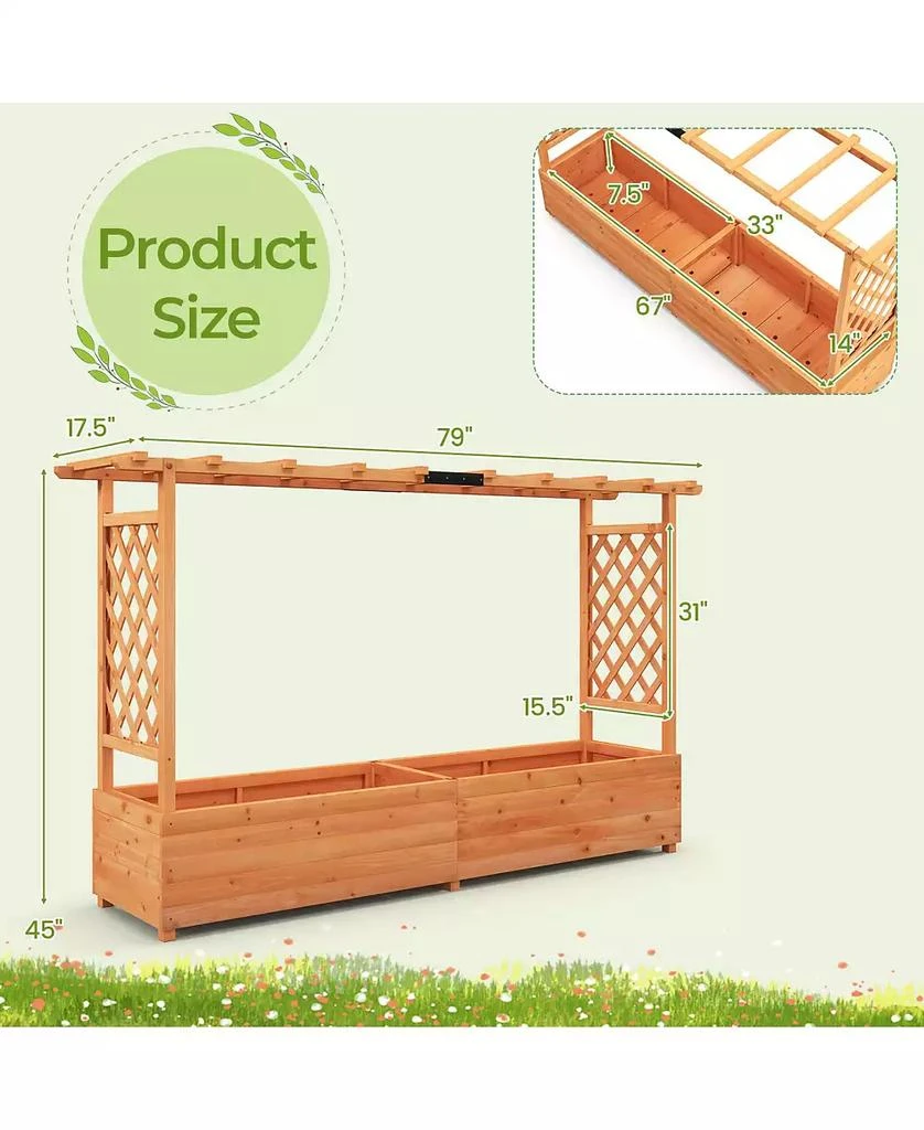 GIVIMO Raised Garden Bed with Side Trellis Hanging Roof and Planter Box 7