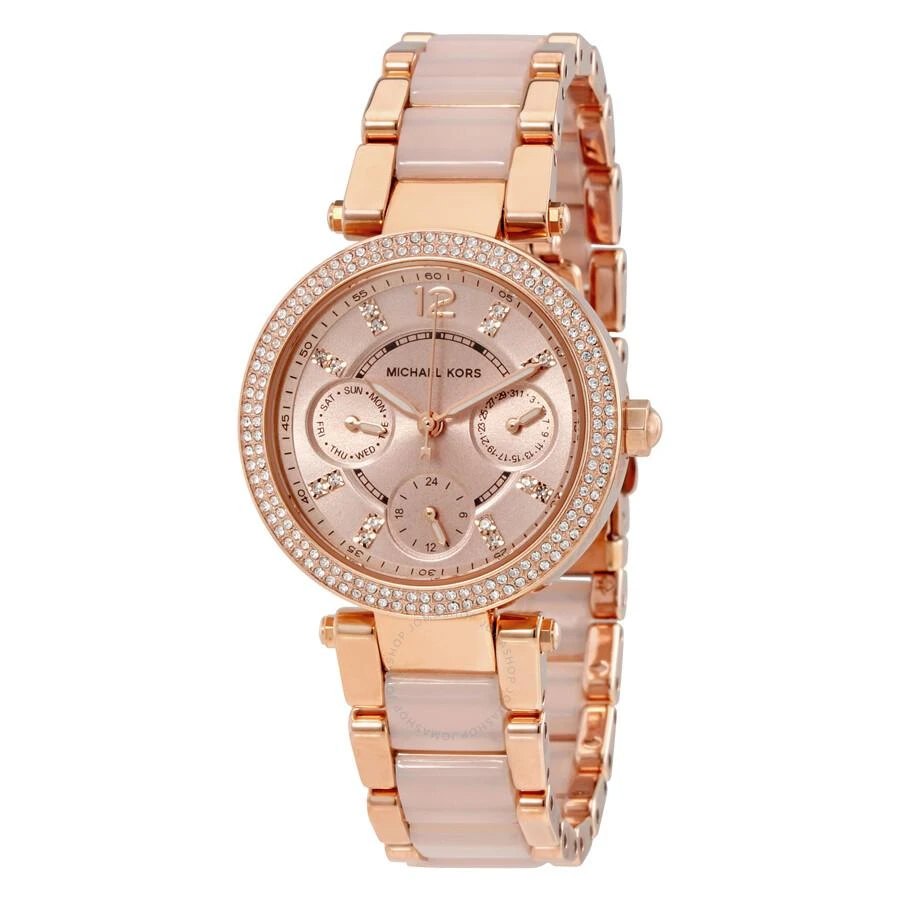 Michael Kors Parker Mini Multi-Function Rose Dial Ladies Watch MK6110 1