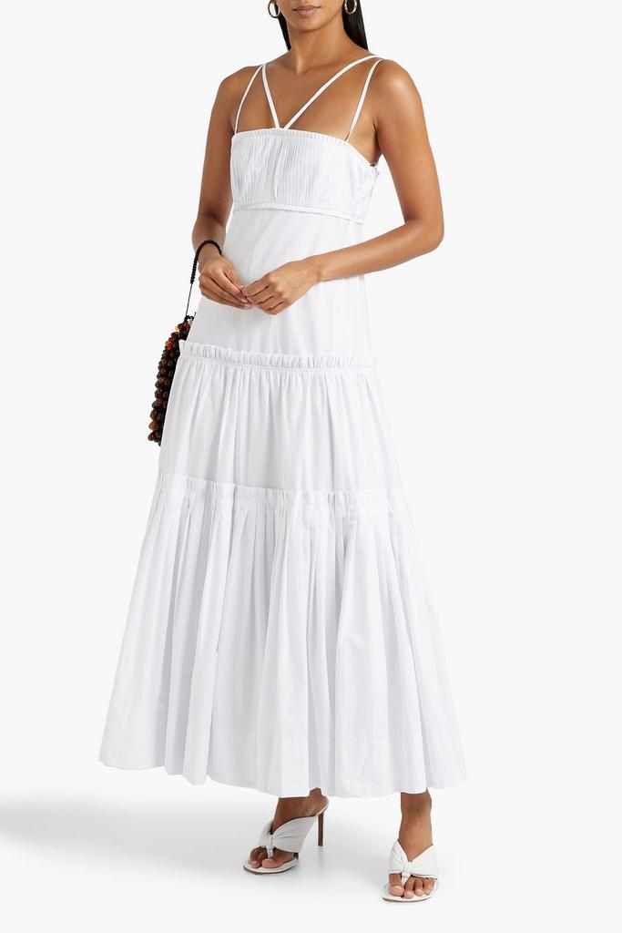 NICHOLAS Tiered pleated cotton-poplin maxi dress