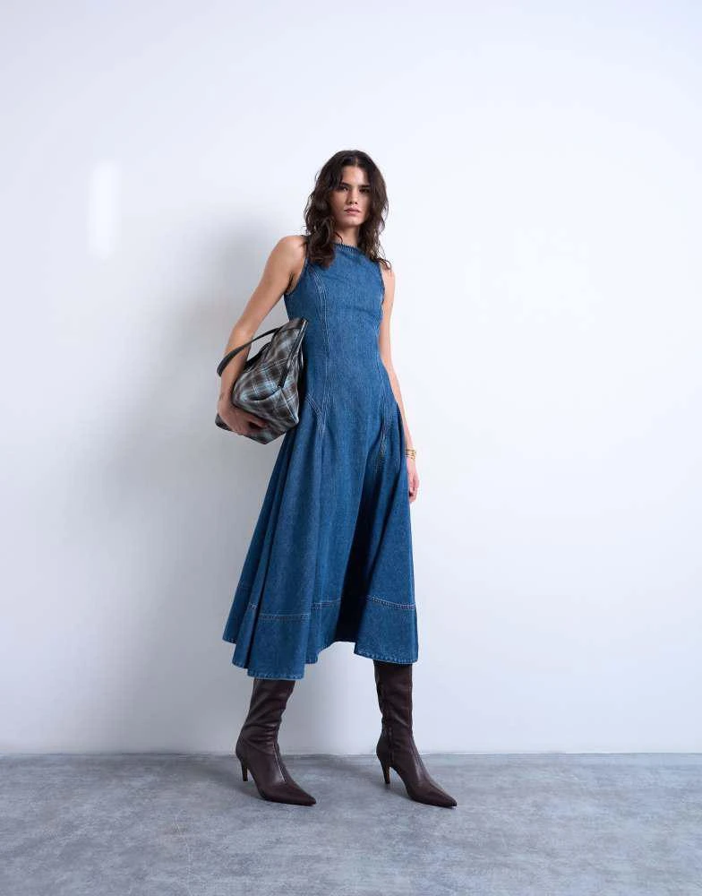 drop waist blue maxi dress Suzanne Denim Drop Waist Maxi Dress | Women's Clothing