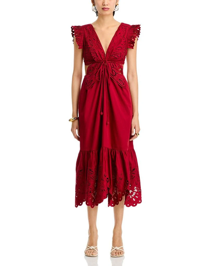 Farm Rio Red Butterfly Midi Dress 7