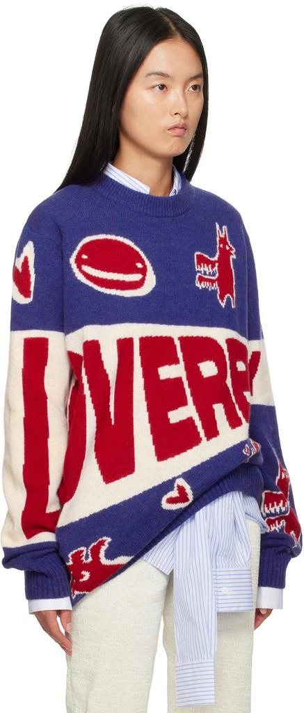 Charles Jeffrey Loverboy Blue & Red Topsy Turvy 'Loverboy' Logo Sweater 2
