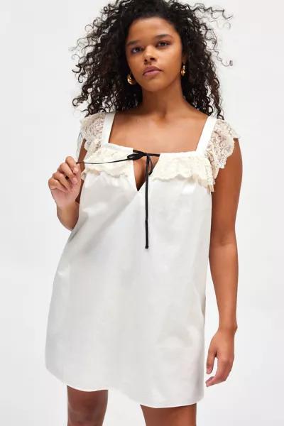 Shop Kimchi Blue Rebecca Lace Trim Babydoll Mini Dress on Sale at