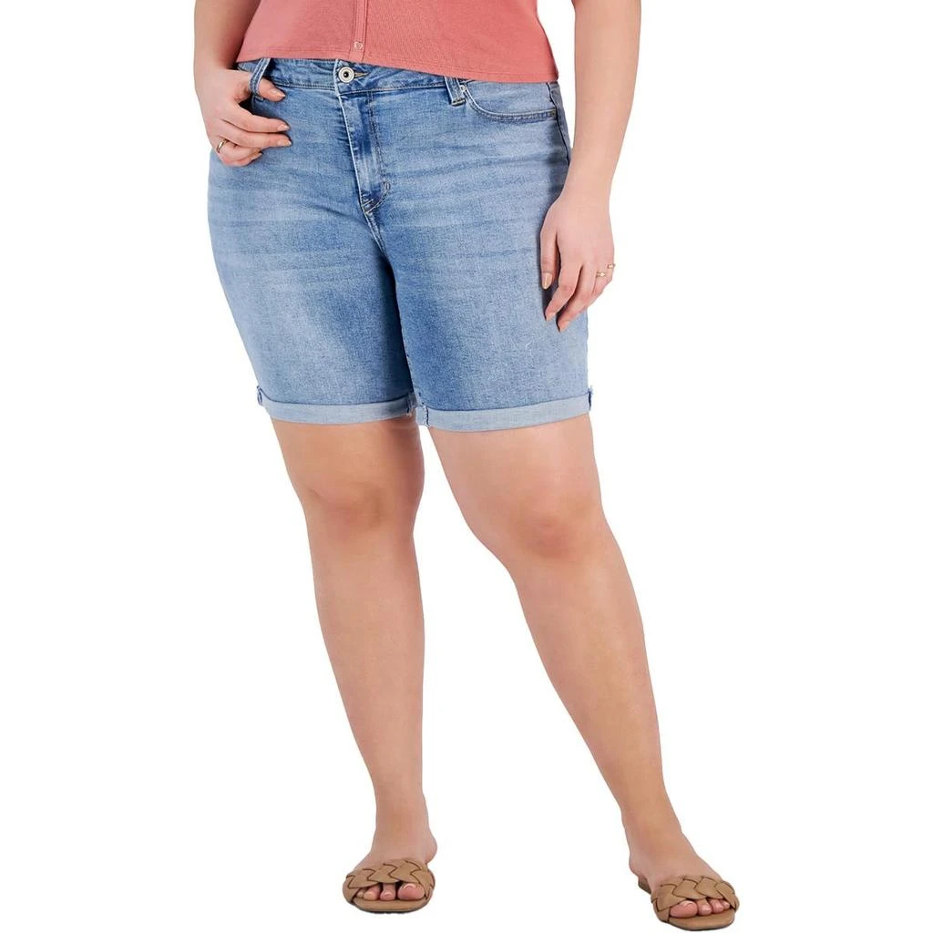 Celebrity Pink Plus Womens Cuffed Denim Bermuda Shorts 4