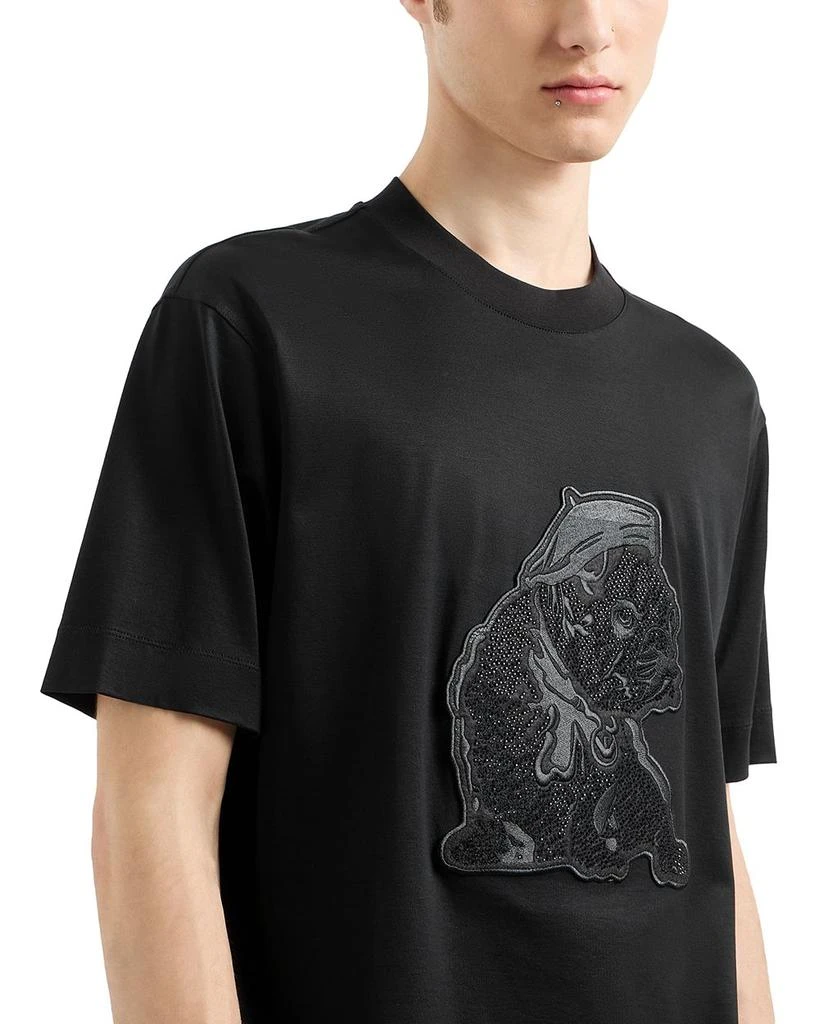 Emporio Armani Bulldog Rhinestone Embroidered Tee 5