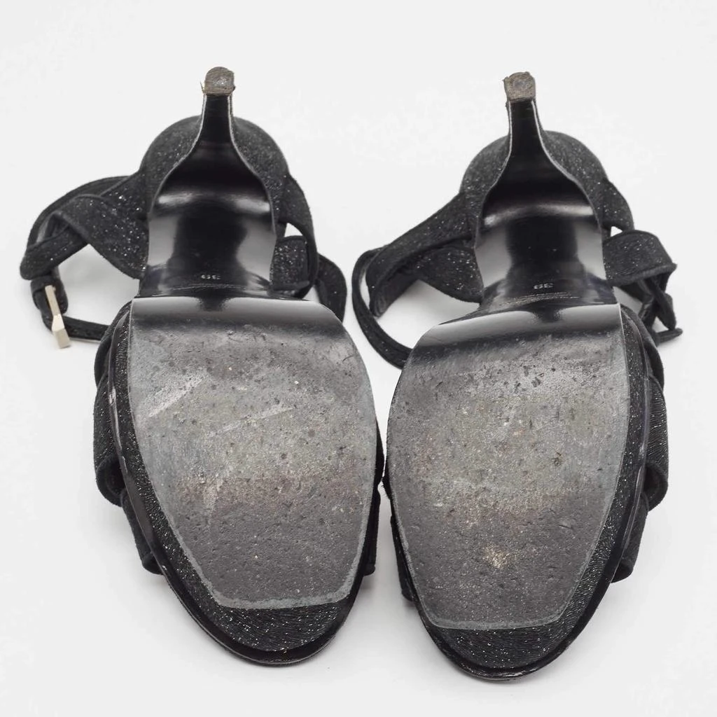 Yves Saint Laurent Saint Laurent Black Textured Suede Tribute Sandals Size 39 6