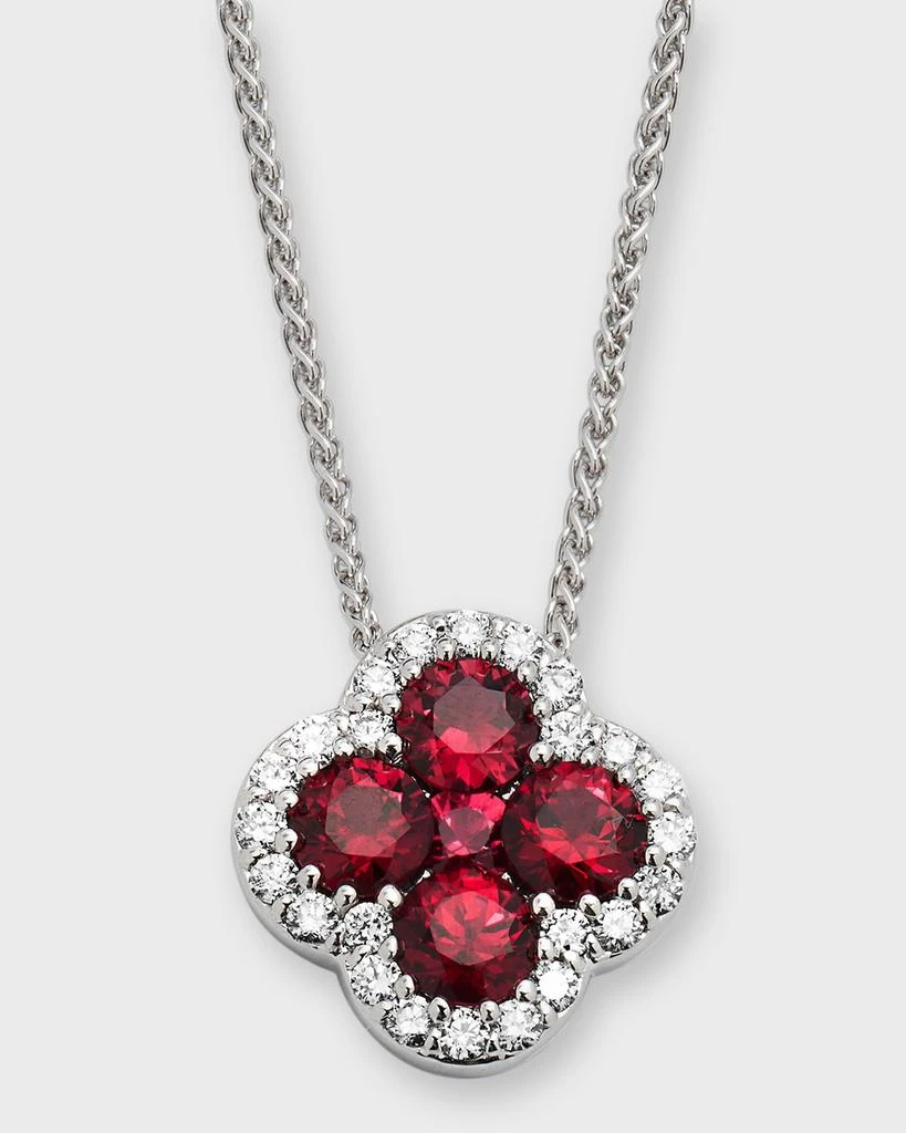 Neiman Marcus Diamonds 18k White Gold Diamond and Ruby Pendant Necklace, 18"L, 0.31tcw