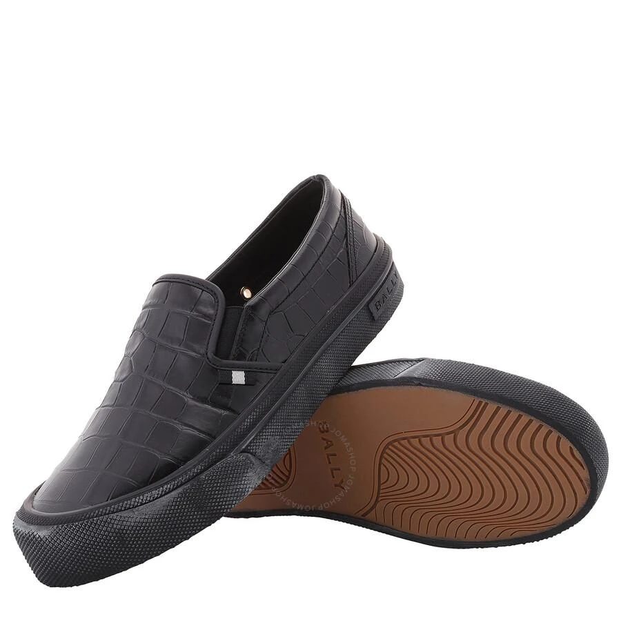Bally Open Box - Bally Black Leory-Croc Embossed Slip-On Sneakers 2