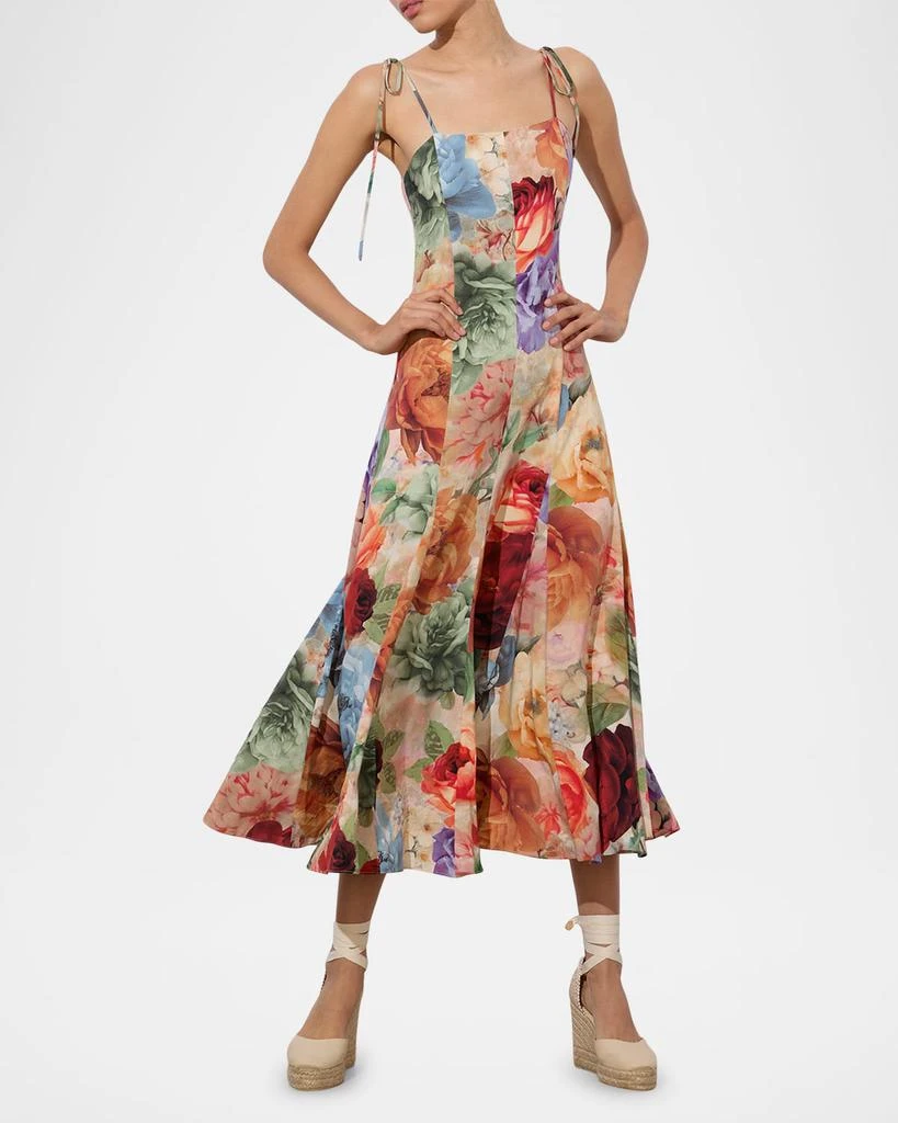 Alice + Olivia Jeanette Tie-Shoulder Paneled Midi Dress 5
