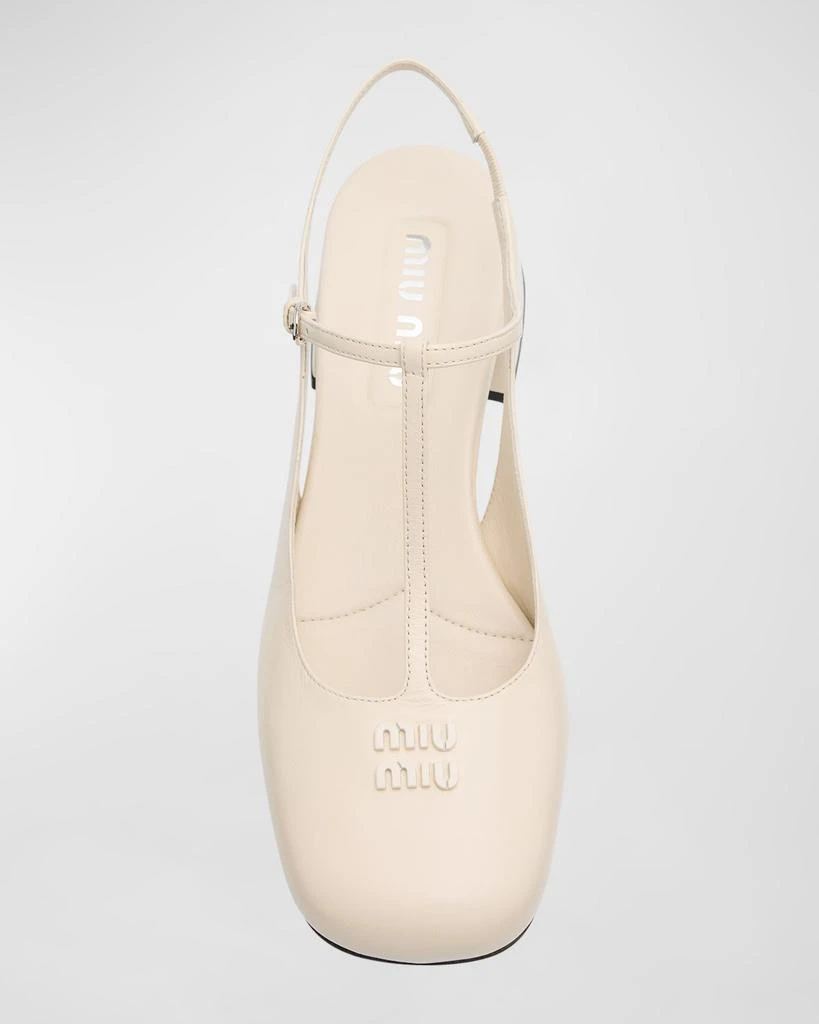 Miu Miu Leather T-Strap Slingback Pumps 6