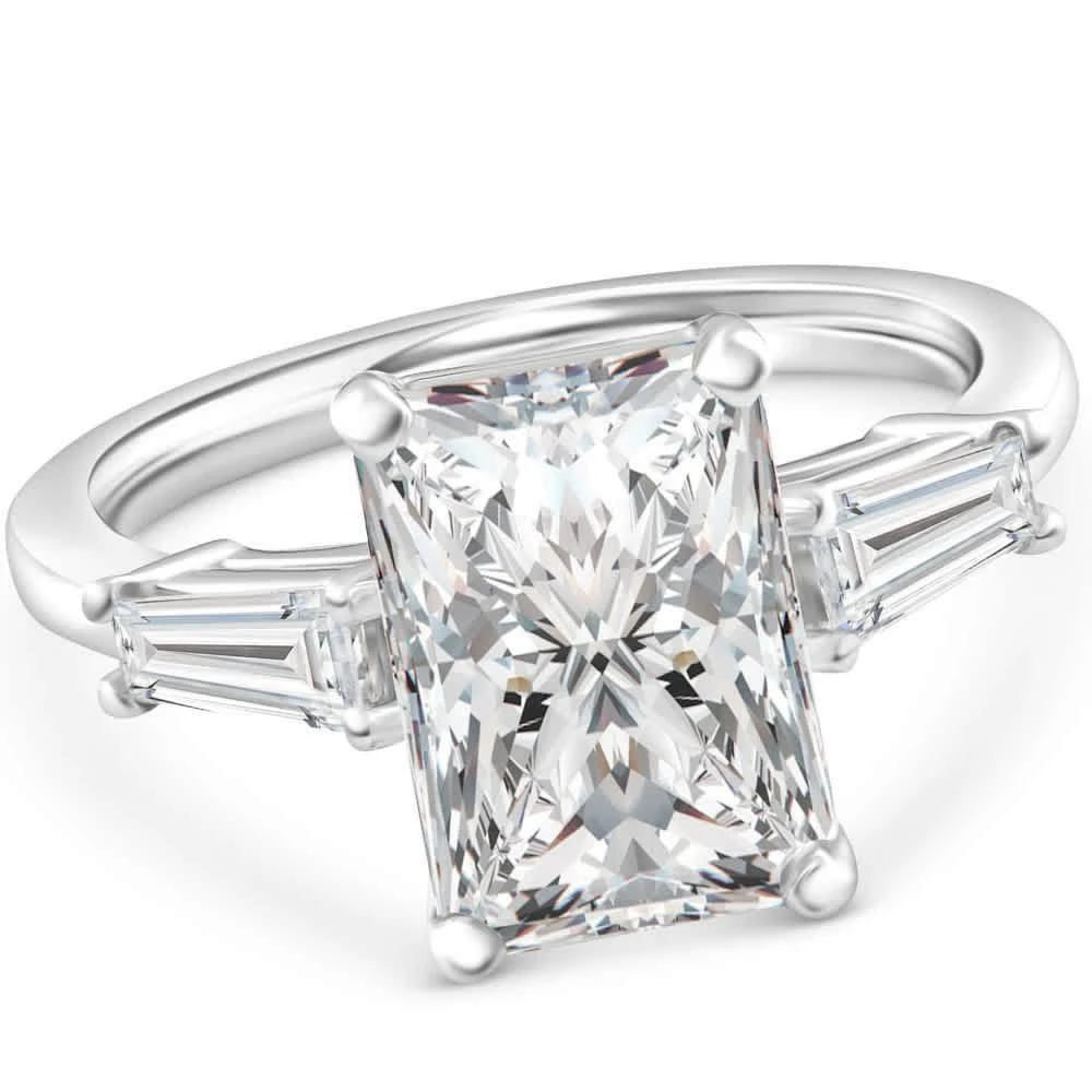 Pompeii3 Certified 4.75Ct Radiant Cut Baguette Diamond Engagement Ring 14k Gold Lab Grown 4