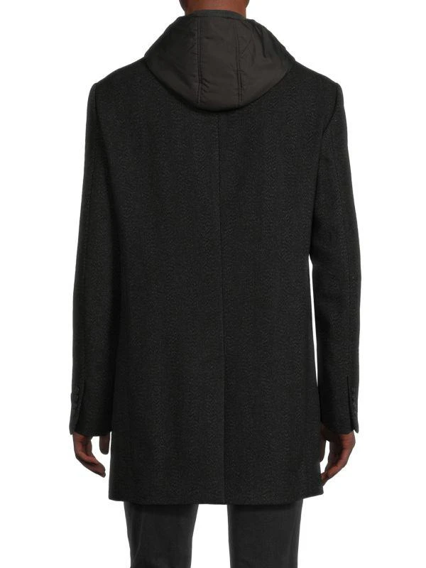 Saks Fifth Avenue Wool Blend Top Coat With Removable Hooded Bib 2