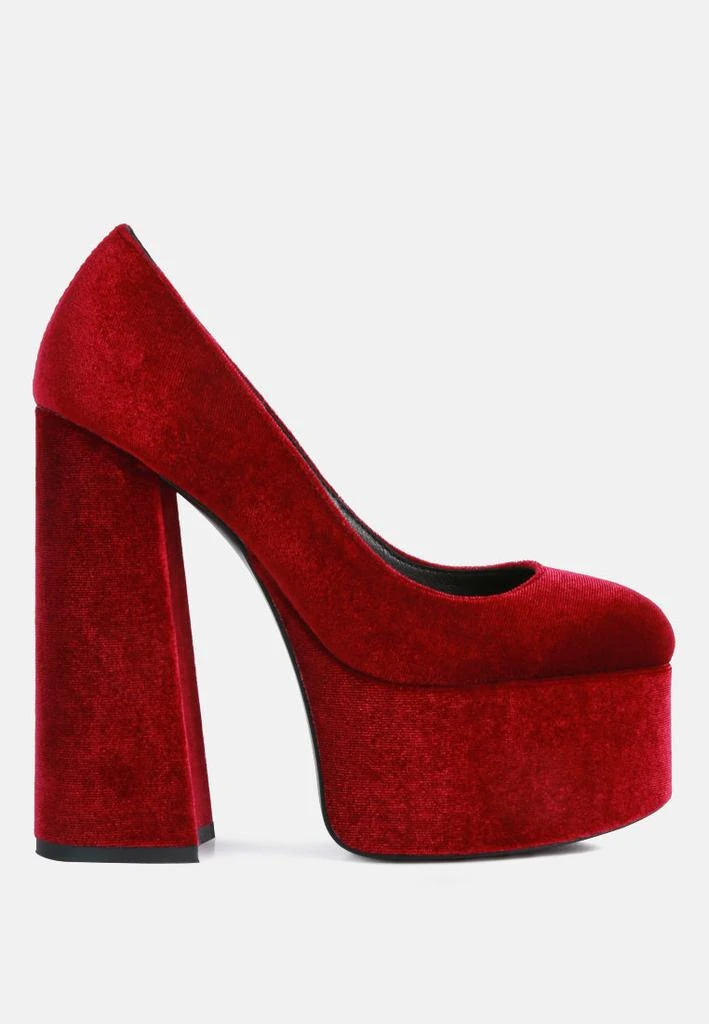 London Rag old novelty platform heel velvet pumps 8
