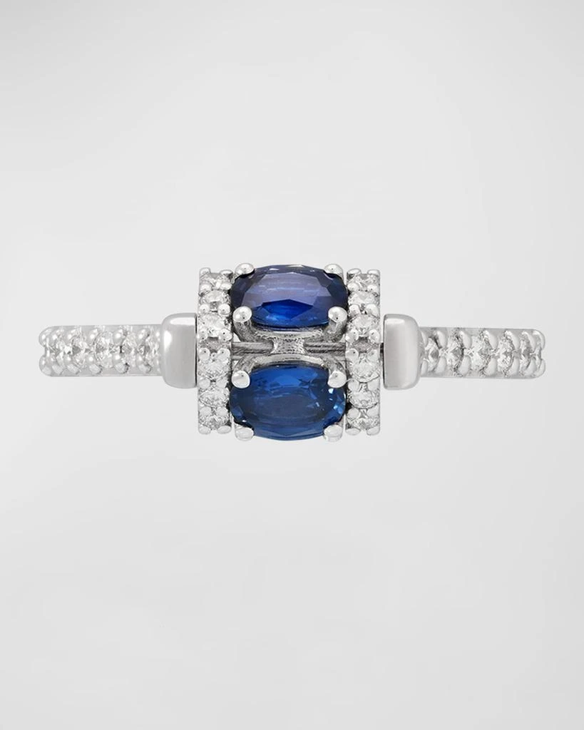Miseno Procida 18K White Gold Ring with White Diamonds and Rotating Blue Sapphires