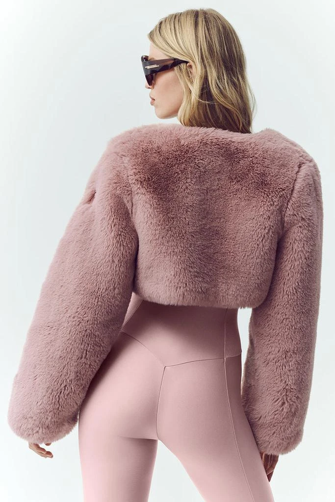 Alo Faux Fur Chic Cropped Jacket - Pink Champagne 2