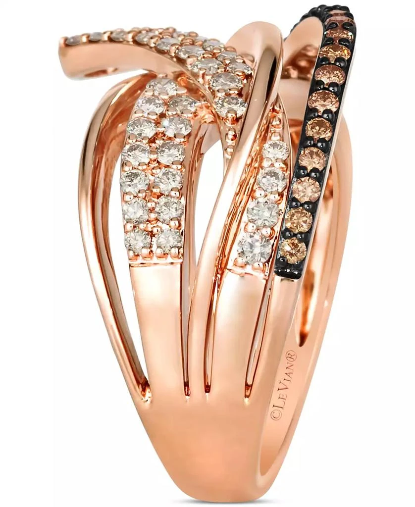 Le Vian Chocolate Diamond & Nude Diamond Multirow Crossover Statement Ring in 14k Rose Gold 3