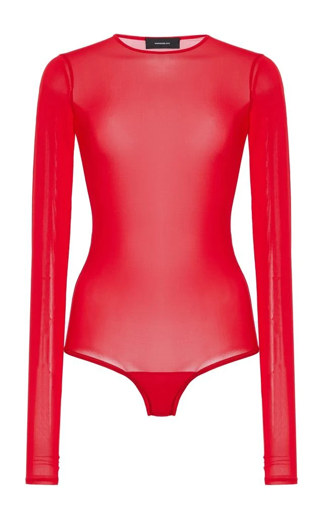 WARDROBE.NYC Wardrobe.NYC - Sheer Bodysuit - Red - M - Moda Operandi 1